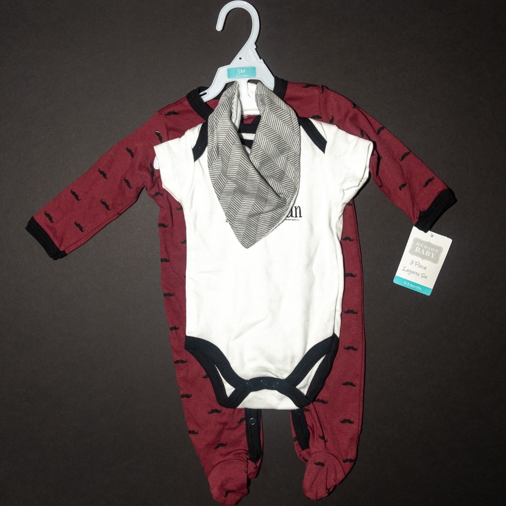 NEW mustache set and micro bulldog footie